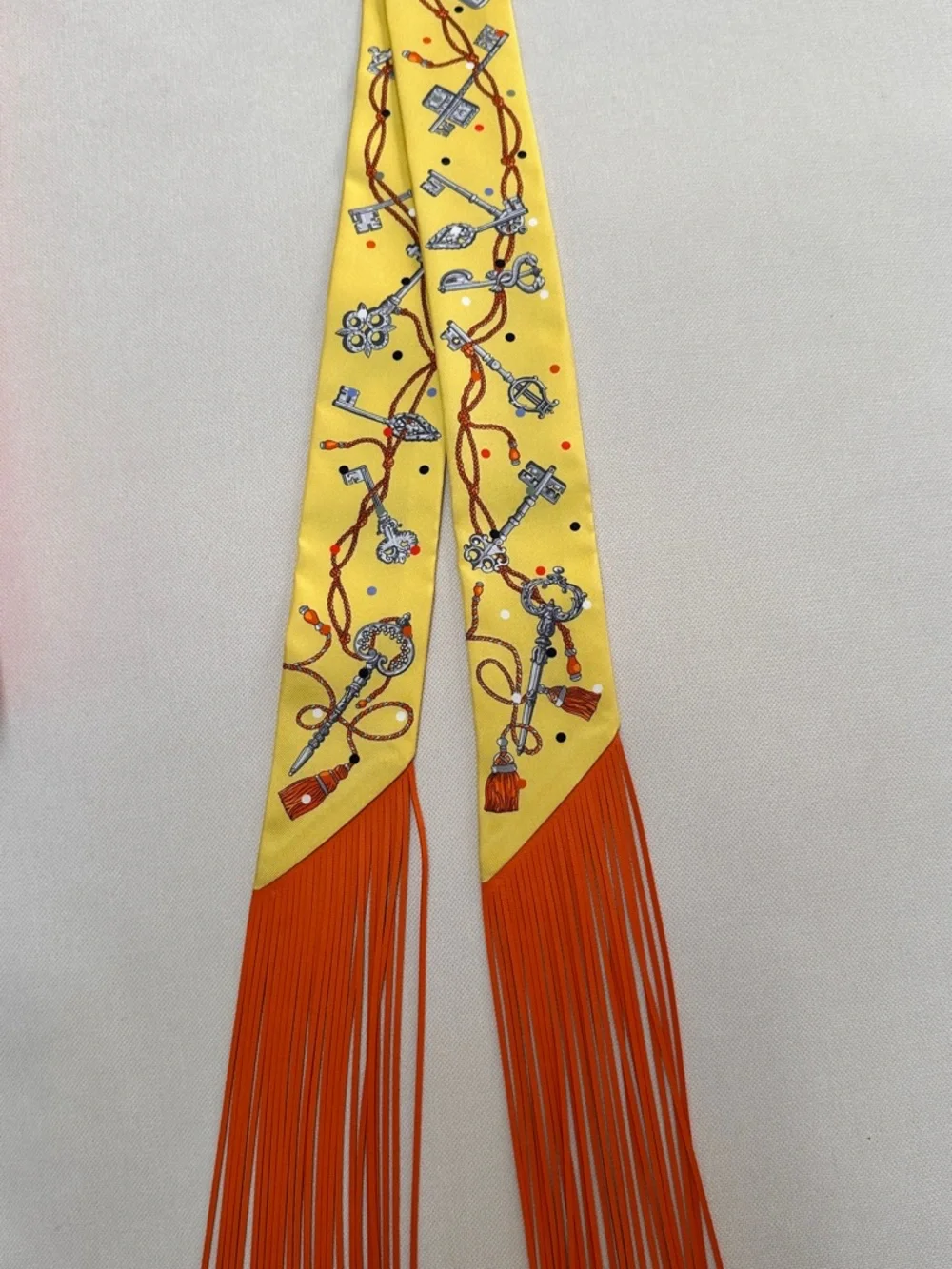 ❌SOLD ELSEWHERE❌Hermès New Les Clés à Pois Leather Fringe Tilly - Picture 1 of 10
